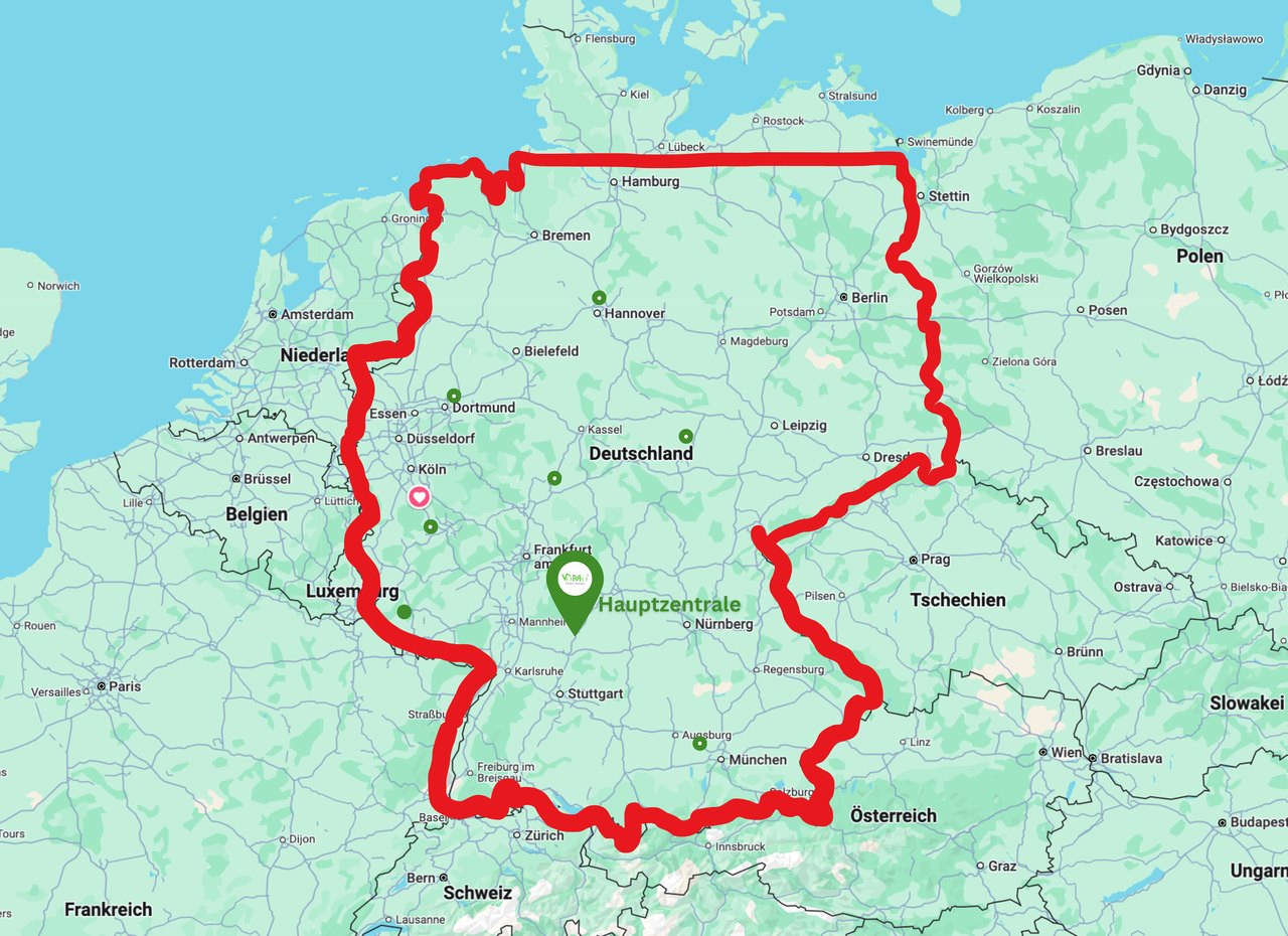 Einzugsgebiet von VoMo Vordach Montagen rund um Bad Rappenau und in weiten Teilen Deutschlands
